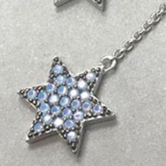 Stunning Blue Opalescent Double Star Sterling Silver Drop Earrings-Boutique - Picture 11 of 11